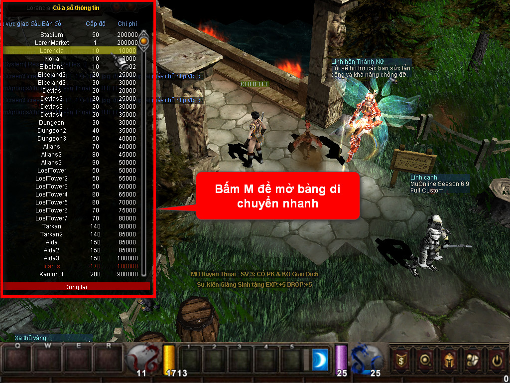 Chức năng chính của Game MU Hủy Diệt